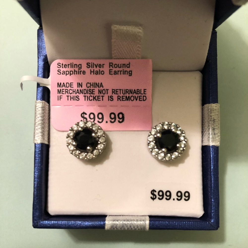 Genuine Sapphire Halo Earrings